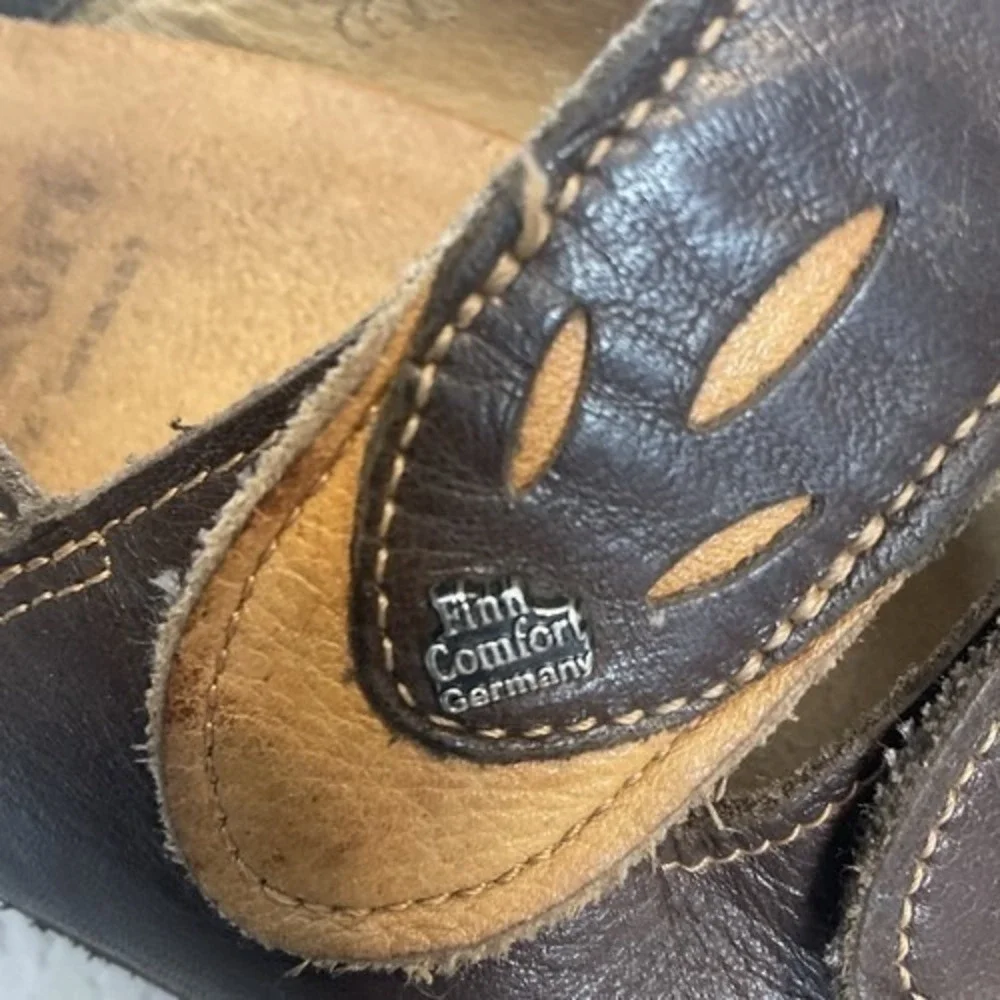 Finn Comfort Brown Sylt Leather Slingback Sandals Women 42/US11‎ Germany Leather